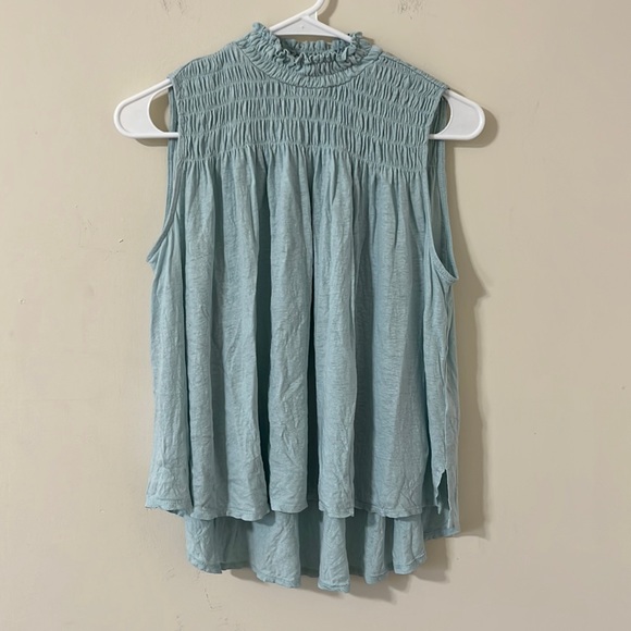 A New Day Smocked Sleeveless High Low Linen Blend Tank Top Size Small - Picture 2 of 6